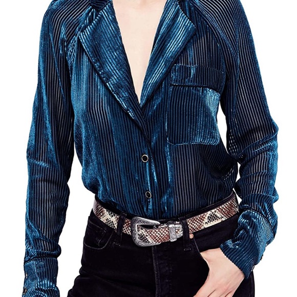 free people velvet button down